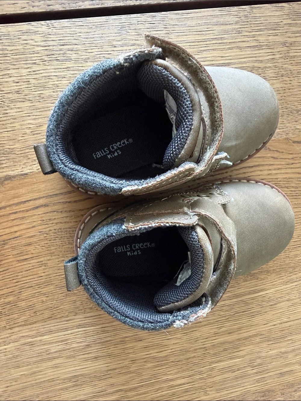 Falls Creek Kids Tan Brown Velcro Ankle Boots
